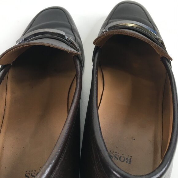 Boss Hugo Boss Portland Brown Pebbled Leather Bit Loafer Size 8 - Picture 6 of 13